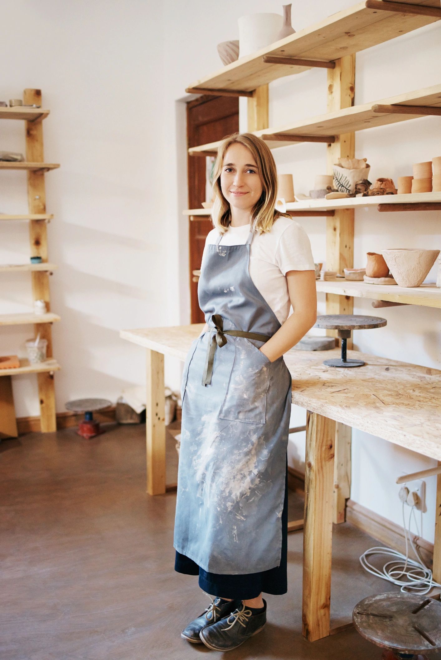 Artisan working in a pottery workshop