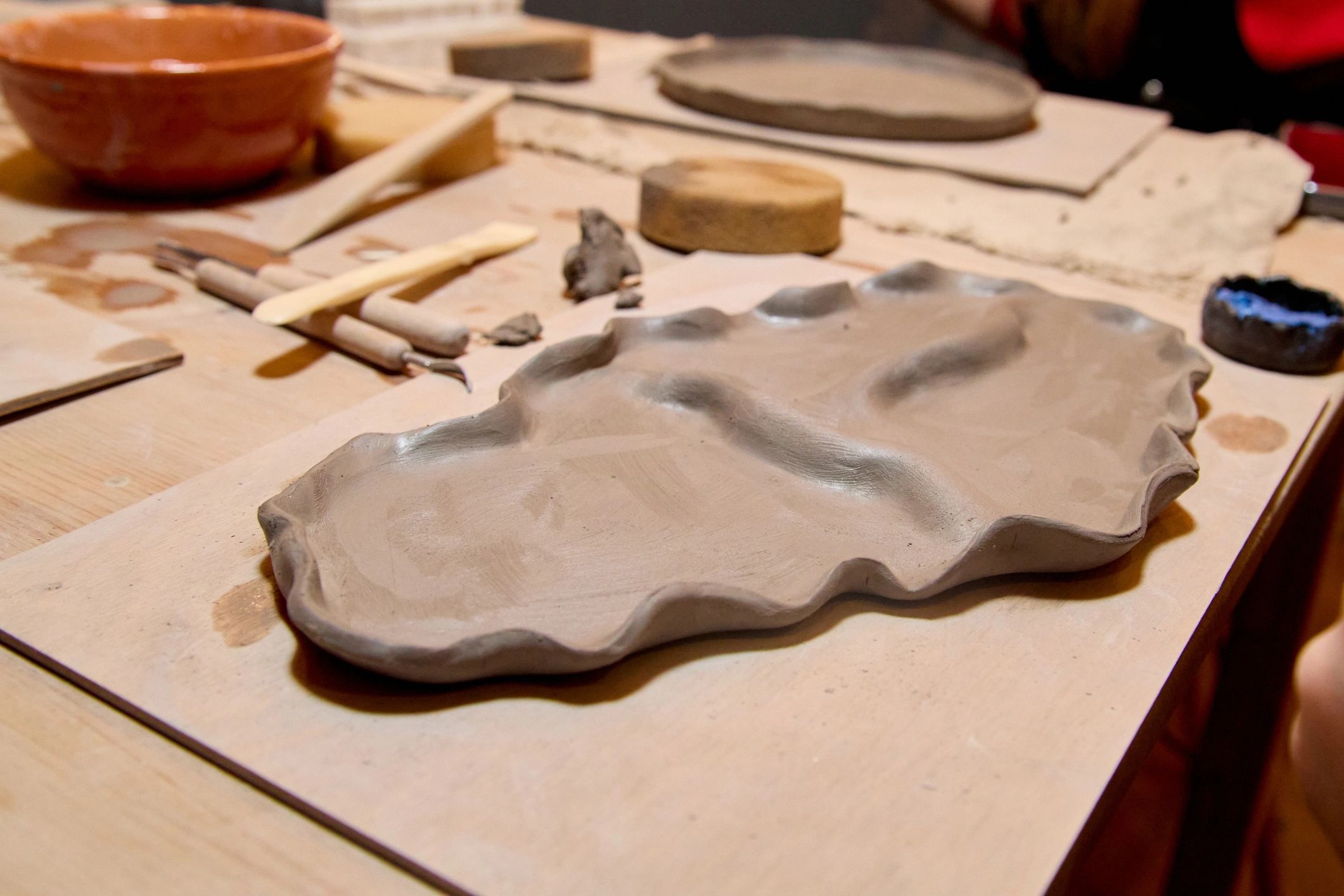 Craft workspace with materials arranged for making