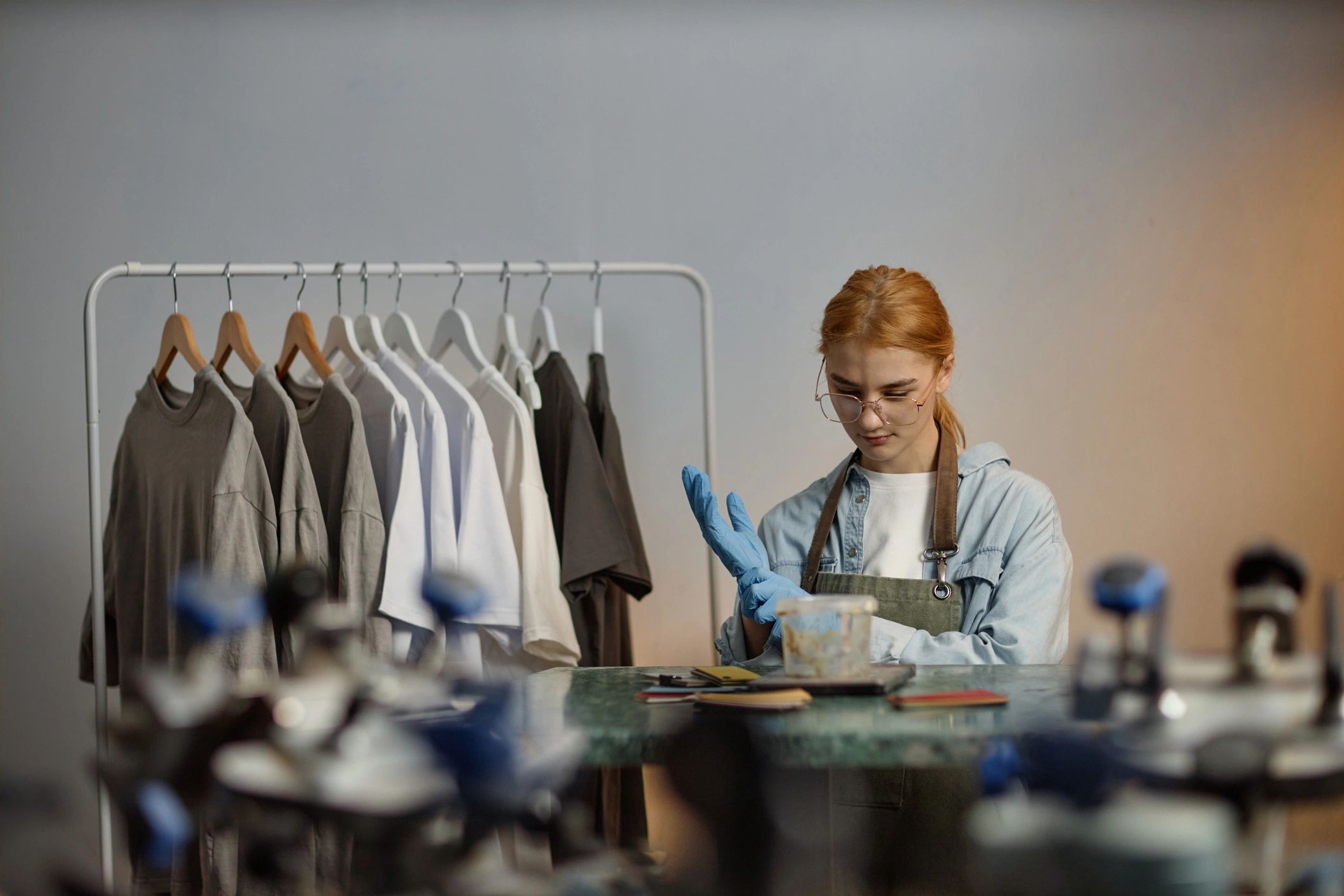 Creative professional preparing work in a studio